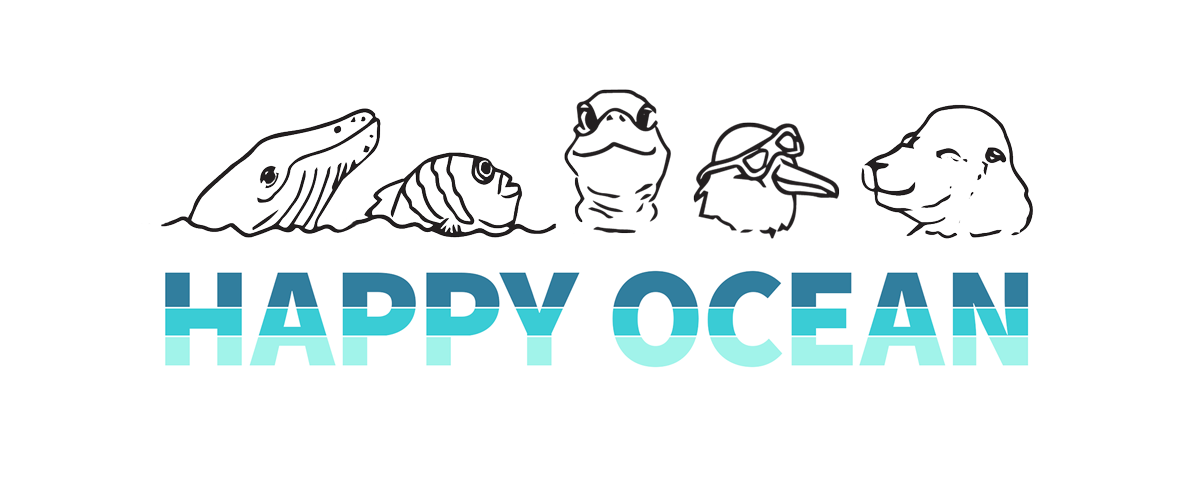 Happy Ocean logo with mascots