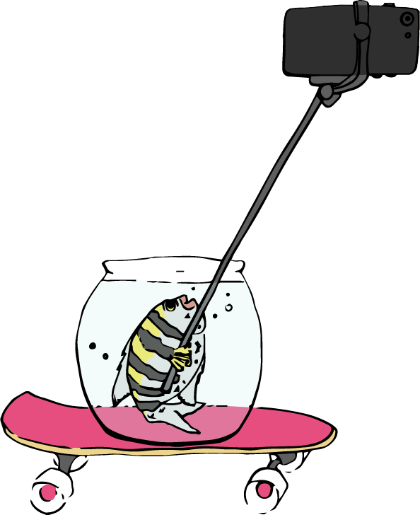 Sergeant Major Fish on a Skateboard