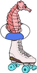 seahorse with rollerskate