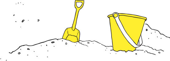 Bucket and shovel for sand castle building