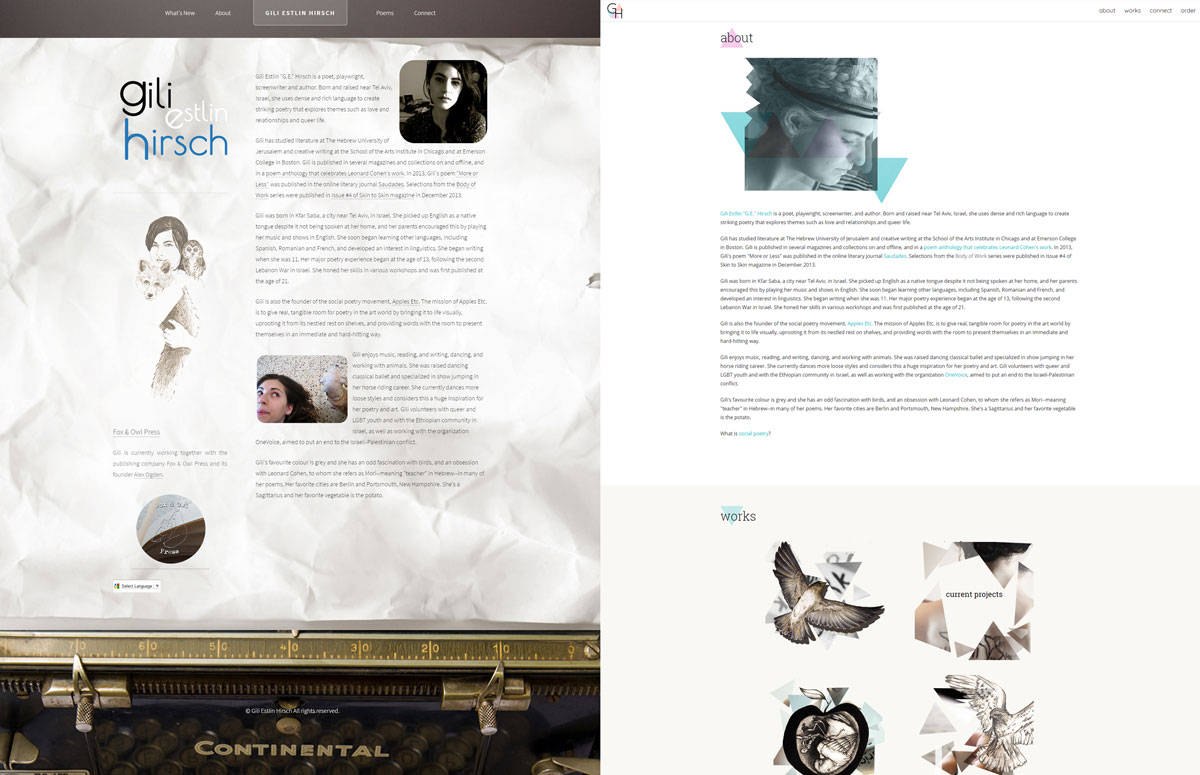 Comparison of old site and site redesign