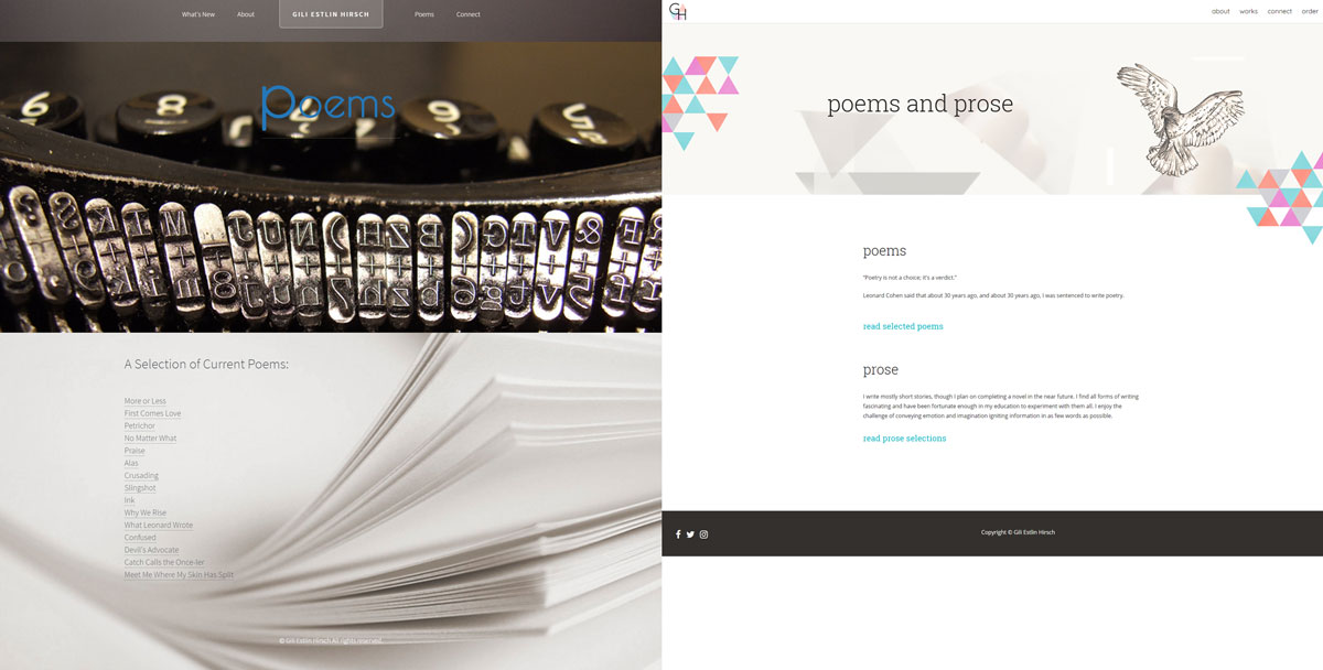 Comparison of old site and site redesign