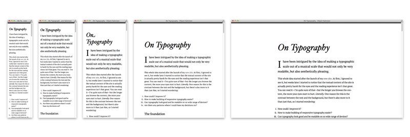 Different sizes of content on mobile devices